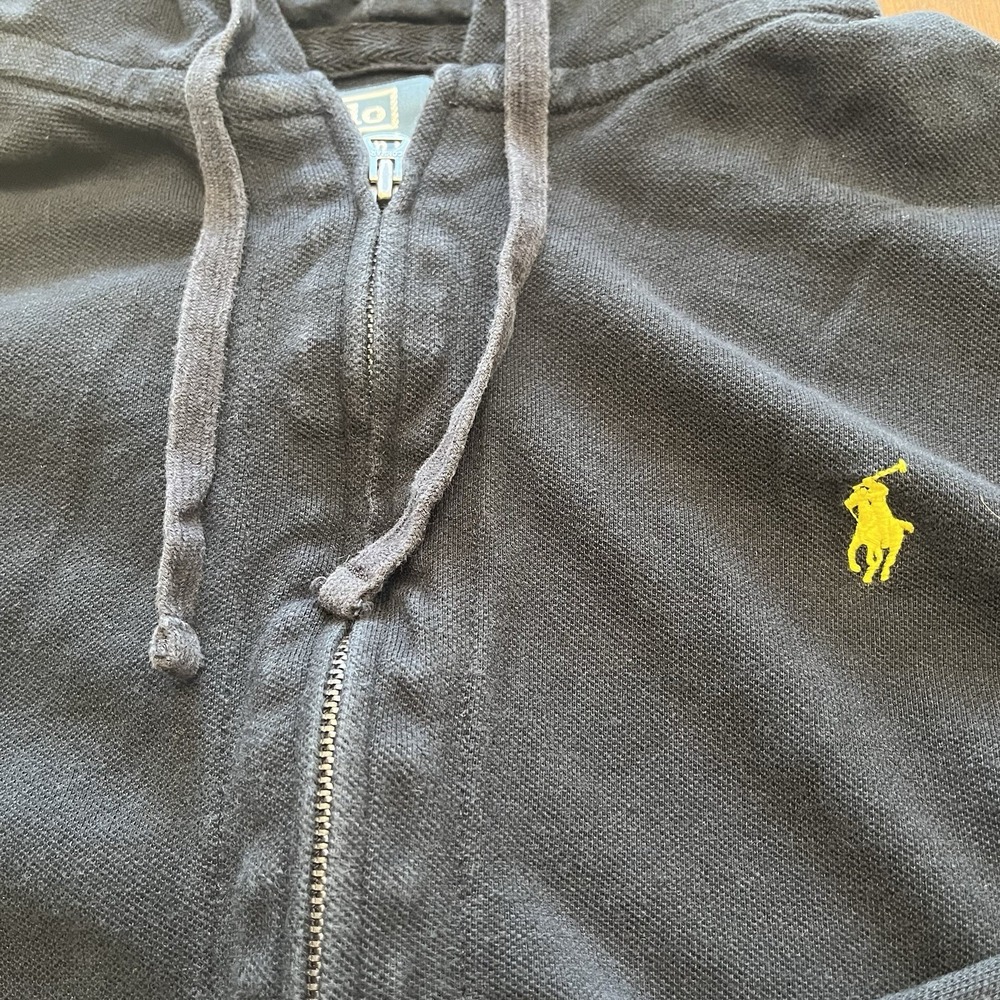 Vintage Polo Ralph Lauren Hoodie Mens XL Black Full Zip Cotton‎ Pony Conmar Zip - Picture 5 of 12